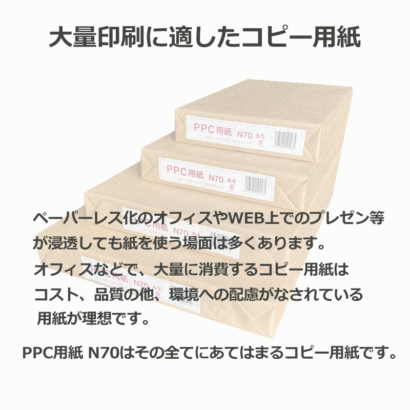 再生コピー用紙 PPC-N70 A3 1500枚 ( 500枚 × 3冊 / 箱 ) 商品画像サムネイル1