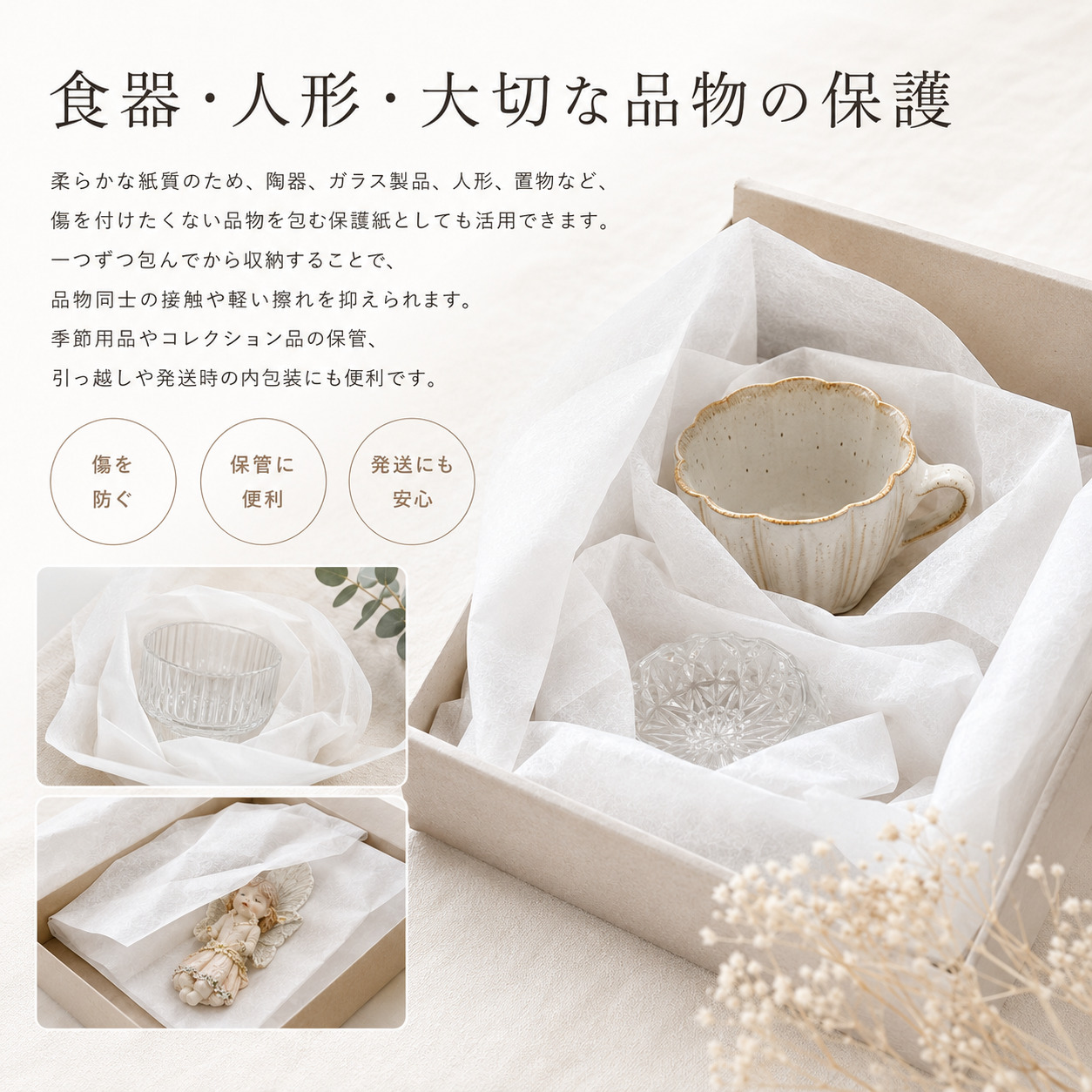 薄葉紙 白 半裁(約545×788mm)／ 四切(約545mm×394mm) 2000枚／4000枚入