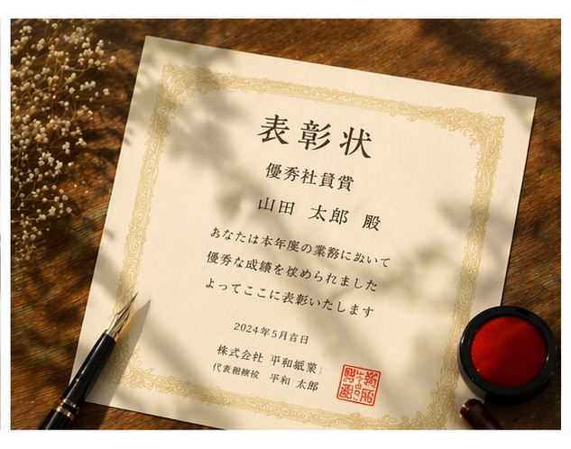 FKスラットRを使用した賞状・証書の使用イメージ