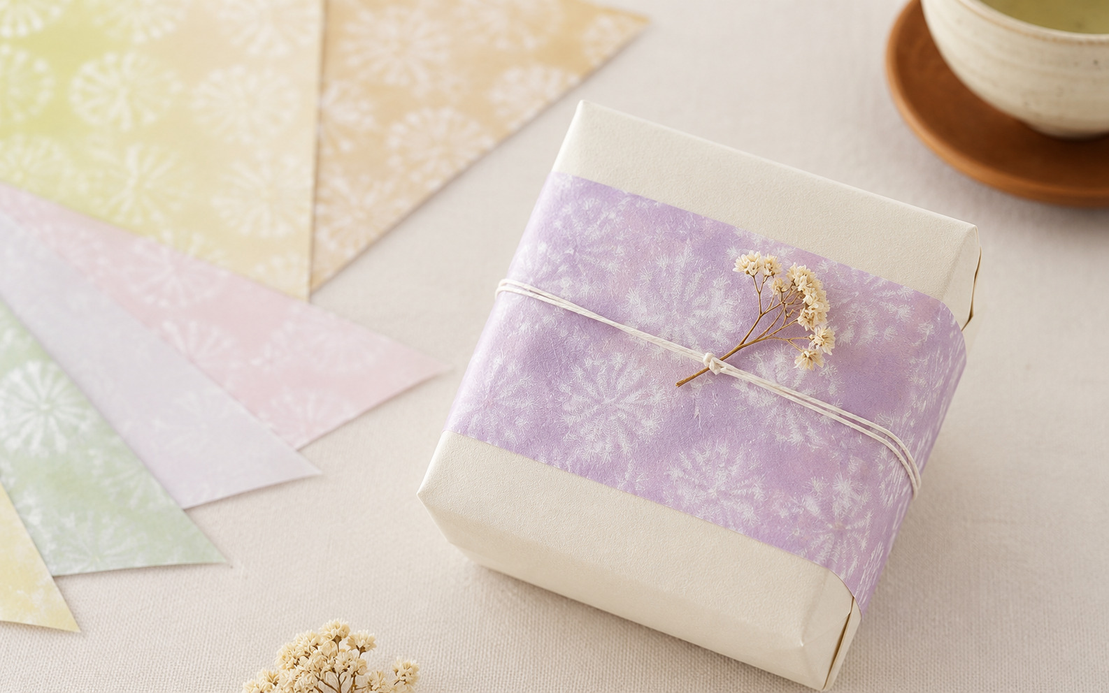 菊花を使ったラッピング・掛け紙・帯紙の使用例